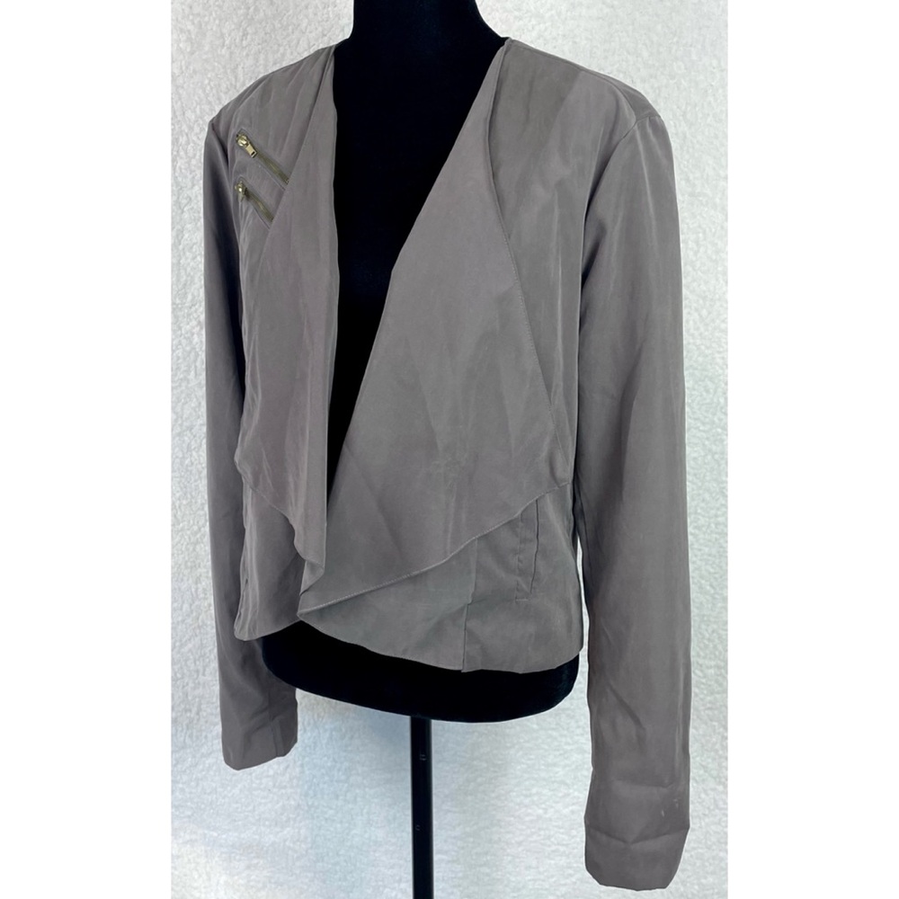 PINKMELO • Grey/Gold Drape Front Jacket, S - Picture 2 of 14